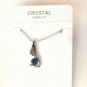 Teal Austrian Crystal Swan Bird Wing Necklace Earrings White Gold Plated 18K