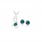 Teal Austrian Crystal Swan Bird Wing Necklace Earrings White Gold Plated 18K