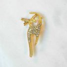 Clear Pretty Kitty Cat Fashion Brooch Broach Pin Gold Tone