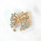 Clear Fancy Butterfly Fashion Brooch Broach Pin Gold Tone