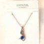 Dk Blue Austrian Crystal Swan Bird Wing Necklace Earrings White Gold Plated 18K
