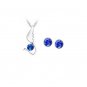 Dk Blue Austrian Crystal Swan Bird Wing Necklace Earrings White Gold Plated 18K