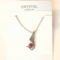 Pink Austrian Crystal Swan Bird Wing Necklace Earrings White Gold Plated 18K