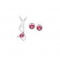 Pink Austrian Crystal Swan Bird Wing Necklace Earrings White Gold Plated 18K