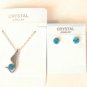 Blue Austrian Crystal Swan Bird Wing Necklace Earrings White Gold Plated 18K