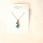 Blue Austrian Crystal Swan Bird Wing Necklace Earrings White Gold Plated 18K