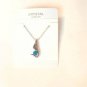 Blue Austrian Crystal Swan Bird Wing Necklace Earrings White Gold Plated 18K