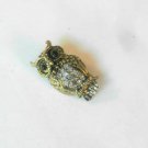 Clear Owl Fashion Brooch Broach Pin Gold Tone