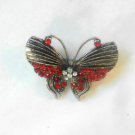 Red Butterfly Fashion Brooch Broach Pin Silver Tone