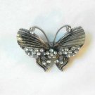 Clear Butterfly Fashion Brooch Broach Pin Silver Tone