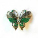 Green Butterfly Fashion Brooch Broach Pin Gold Tone