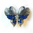 Blue Butterfly Fashion Brooch Broach Pin Silver Tone