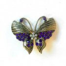 Purple Butterfly Fashion Brooch Broach Pin Gold Tone