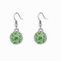 Green Austrian Crystal Drill Disco Ball Necklace Earrings White Gold Plated 18K