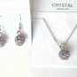 Purple Austrian Crystal Drill Disco Ball Necklace Earrings White Gold Plated 18K