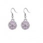 Purple Austrian Crystal Drill Disco Ball Necklace Earrings White Gold Plated 18K