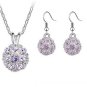 Purple Austrian Crystal Drill Disco Ball Necklace Earrings White Gold Plated 18K