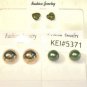 Lot 3 Green Stud Sparkle Heart Gold Tone Earrings