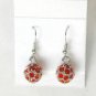 Orange Austrian Crystal Drill Disco Ball Necklace Earrings White Gold Plated 18K
