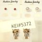Lot 3 Clear Owl White Pearl Tone Red Crystal Stud Earrings
