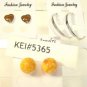 Lot 3 Yellow Stud Sparkle Heart Silver Tone Hoop Earrings