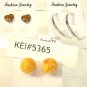 Lot 3 Yellow Stud Sparkle Heart Silver Tone Hoop Earrings