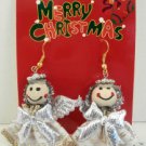 Silver Gold Tone White Angel Dangle Earrings Christmas Holiday
