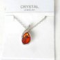 Orange Austrian Crystal Teardrop Necklace Stud Earrings White Gold Plated 18K