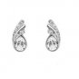 Clear Austrian Crystal Teardrop Necklace Set Stud Earrings White Gold Plated 18K
