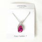 Pink Austrian Crystal Teardrop Necklace Set Stud Earrings White Gold Plated 18K
