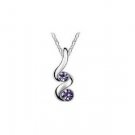 Purple Austrian Crystal Swirl Pendant Necklace White Gold Plated 18K