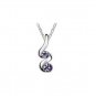 Purple Austrian Crystal Swirl Pendant Necklace White Gold Plated 18K