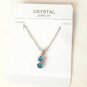Aqua Austrian Crystal Swirl Pendant Necklace White Gold Plated 18K