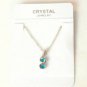 Aqua Austrian Crystal Swirl Pendant Necklace White Gold Plated 18K