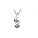 Clear Austrian Crystal Swirl Pendant Necklace White Gold Plated 18K