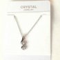 Clear Austrian Crystal Swirl Pendant Necklace White Gold Plated 18K