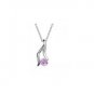 Purple Lavender Crystal Pendant Necklace Set Stud Earrings White Gold Plated 18K