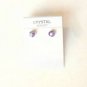 Purple Lavender Crystal Pendant Necklace Set Stud Earrings White Gold Plated 18K