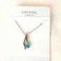 Aqua Blue Crystal Pendant Necklace Set Stud Earrings White Gold Plated 18K