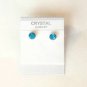 Aqua Blue Crystal Pendant Necklace Set Stud Earrings White Gold Plated 18K