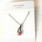 Pink Crystal Pendant Necklace Set Stud Earrings White Gold Plated 18K