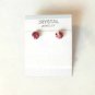 Pink Crystal Pendant Necklace Set Stud Earrings White Gold Plated 18K