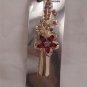 Red Acrylic Flower Rhinestone Hair Clip Alligator Salon Barrette Gold Tone