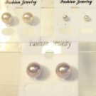 Lot 3 Purple Yellow White Pearl Finish Stud Earrings