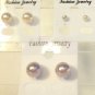 Lot 3 Purple Yellow White Pearl Finish Stud Earrings
