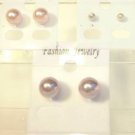 Lot 3 Purple Peach White Pearl Stud Earrings