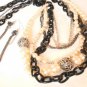 Filigree Ball Multi Strand Necklace Set Black Pearl Tone Beads Dangle Earrings