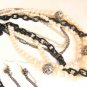 Filigree Ball Multi Strand Necklace Set Black Pearl Tone Beads Dangle Earrings