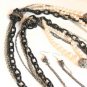 Filigree Ball Multi Strand Necklace Set Black Pearl Tone Beads Dangle Earrings