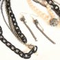 Filigree Ball Multi Strand Necklace Set Black Pearl Tone Beads Dangle Earrings